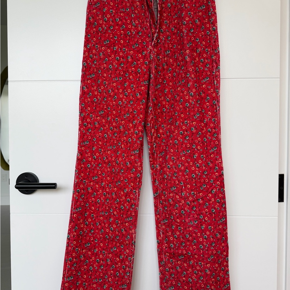 Floral Red Women's Trousers
